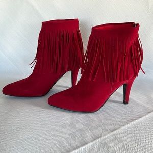 NEW Red Fringe Booties